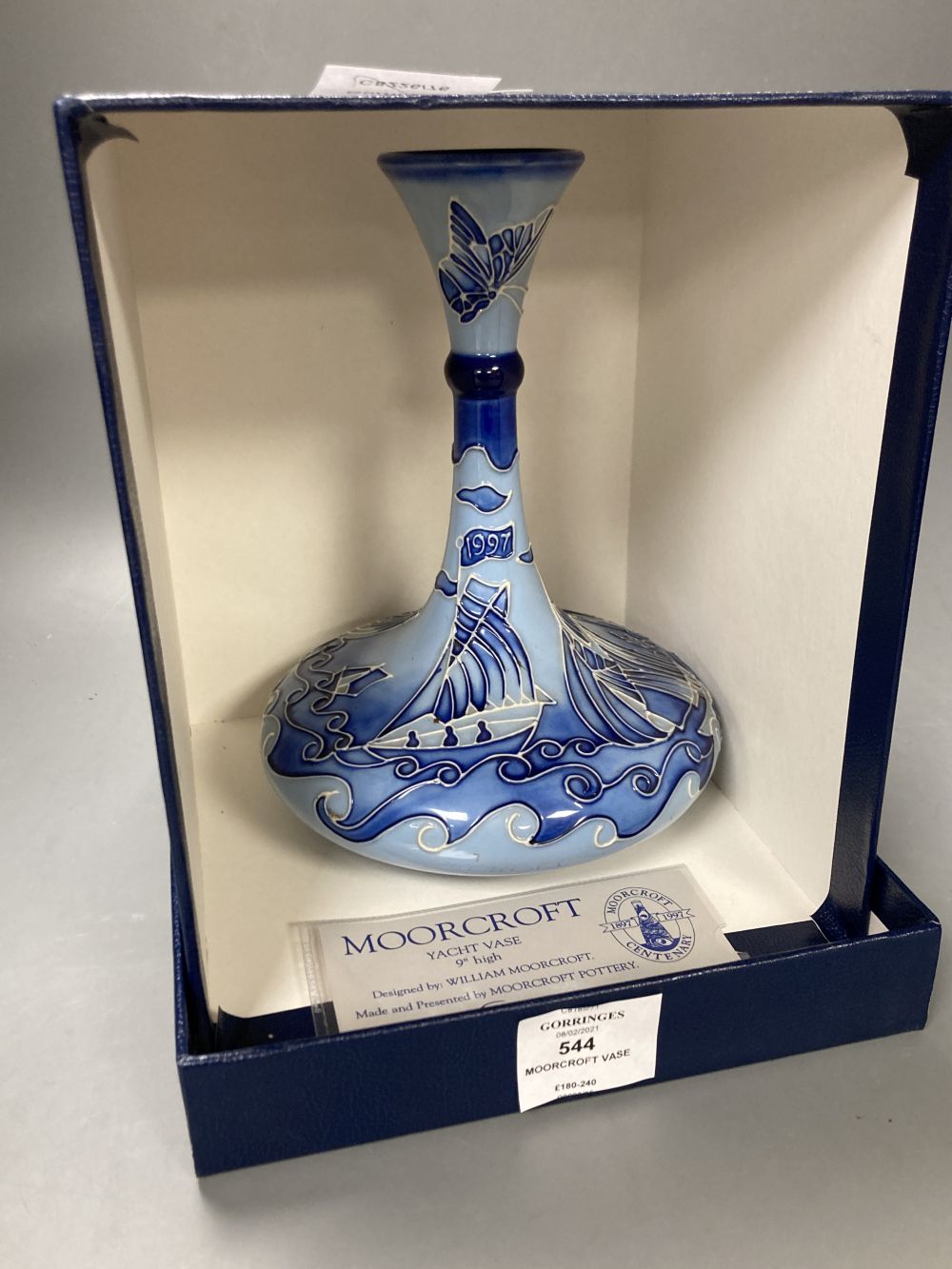 A Moorcroft vase, Florian yacht, designed Rachel Bishop, after the original design by William Moorcroft,